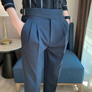 Élégance et Modernité : Adoptez le Pantalon Habillé Homme Style Britannique en Taille Haute