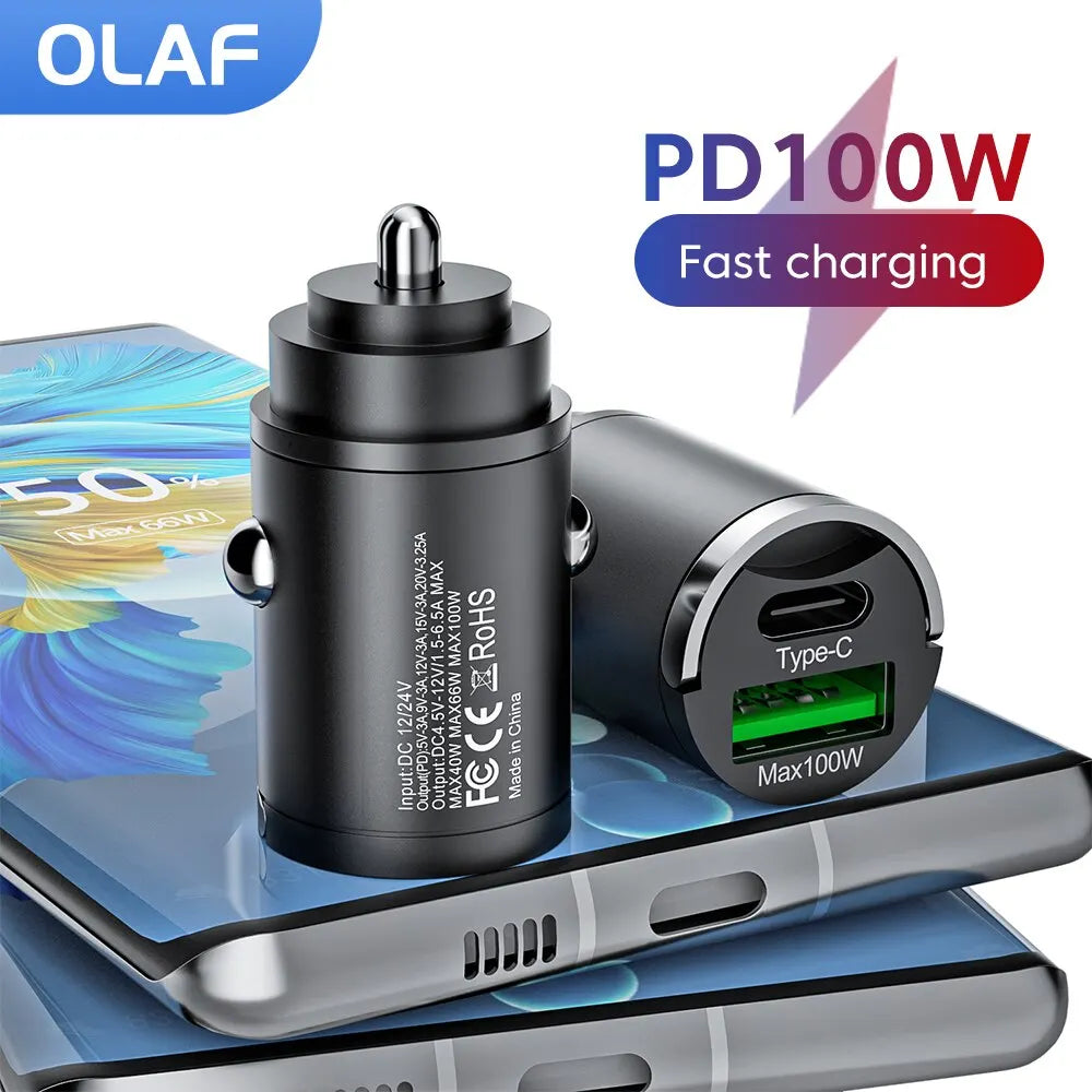 Révolutionnez vos trajets avec le chargeur de voiture Olaf Mini 100W PD QC