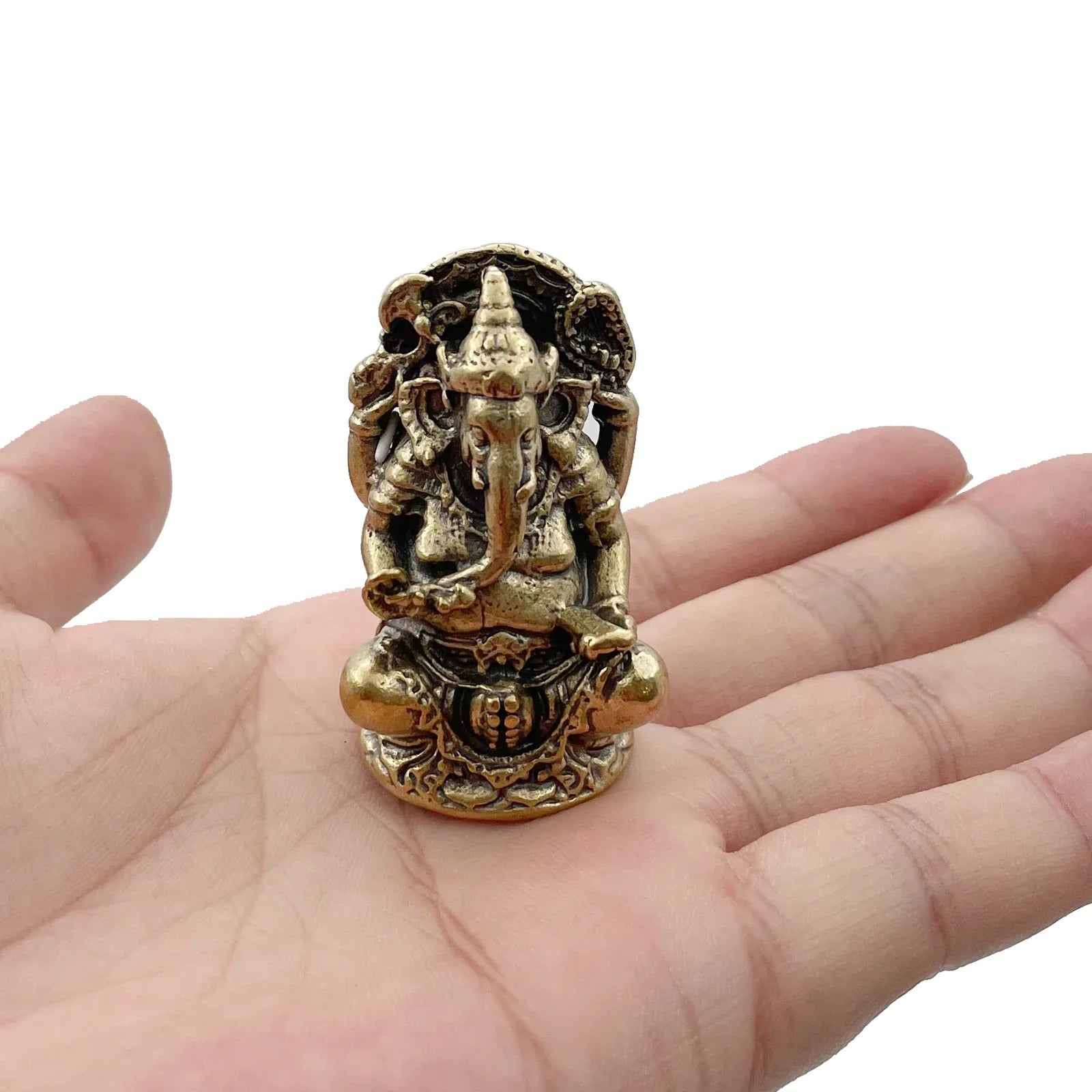 Redécouvrez l'Art Déco Spirituel : L'Univers Enchanteur de la Mini Statue Vintage en Laiton de Ganesh