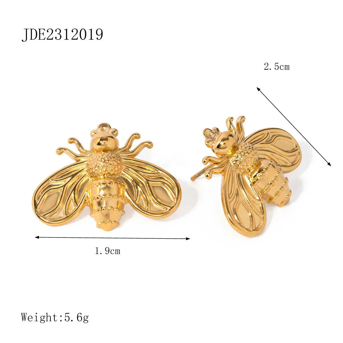 Rayonnez avec élégance grâce aux Boucles d'Oreilles Géométriques Abeille en Or 18K