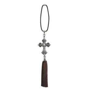 Révélez l'Élégance et la Spiritualité de Votre Voiture avec ce Pendentif Croix en Métal et Cristal
