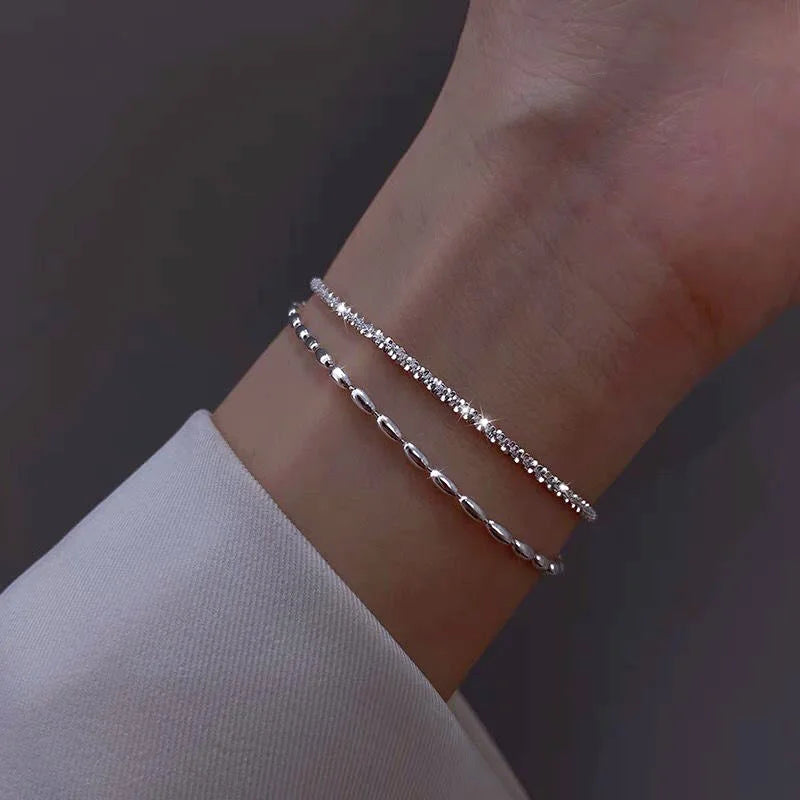 L'Élégance au Poignet : Découvrez la Magie du Bracelet Double Couche en Argent Sterling 925 pour Femmes