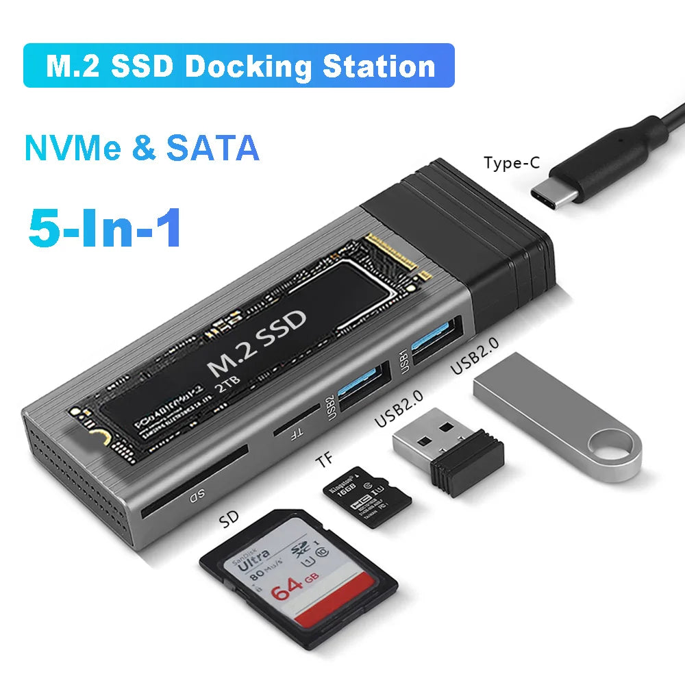 Boostez votre productivité avec un concentré de technologie : Le Hub USB C 5 en 1 pour SSD M.2 NVMe SATA