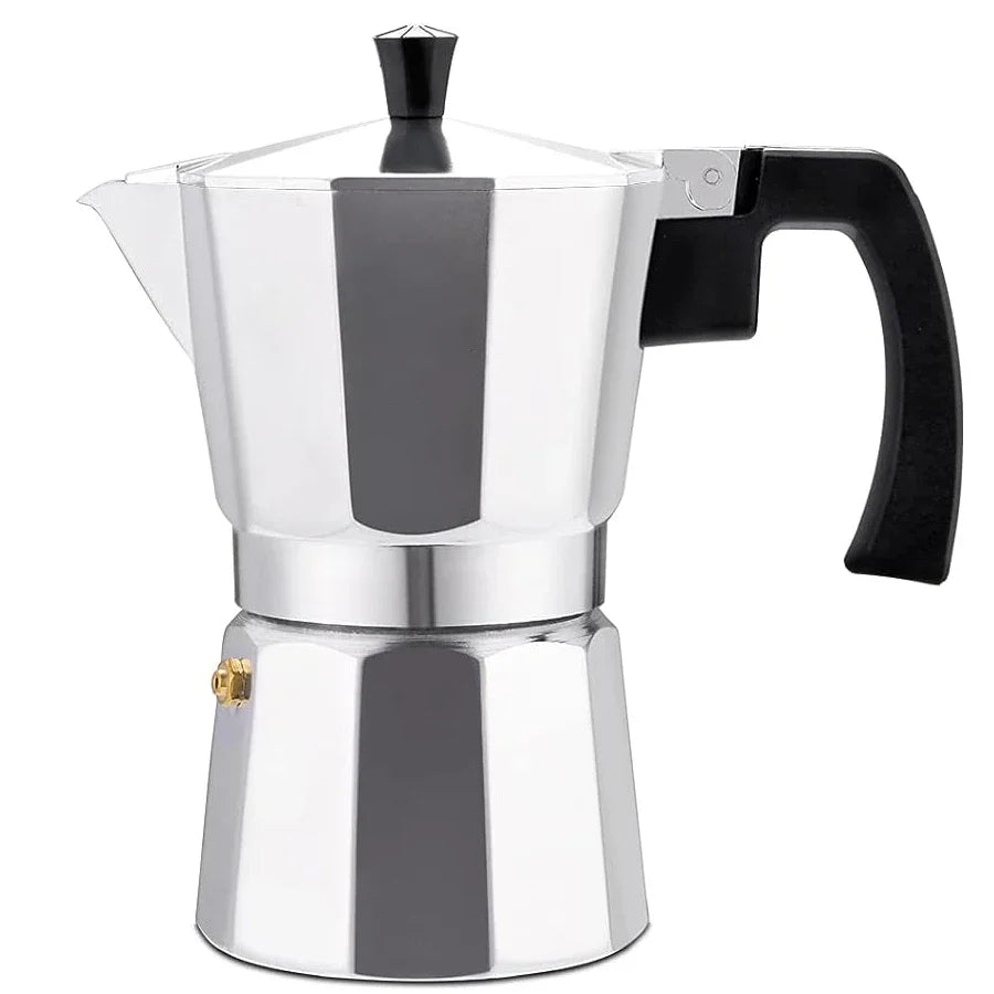 Redécouvrez l’Art du Café Traditionnel avec une Cafetière Moka en Aluminium Argenté