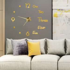Élégance et Modernité : Donnez Vie à Votre Salon avec une Horloge Murale 3D DIY Grand Format
