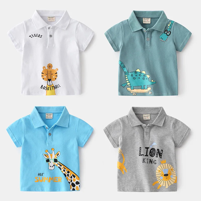 T-shirt Polo Cartoon d'Été pour Garçons : Un Mix Parfait de Confort et Style Ludique