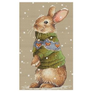 Découvrez la Magie du Point de Croix avec le Kit Lapin Sweater Cartoon