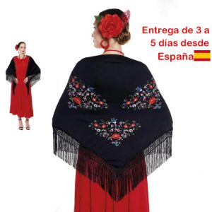 Élégance en Mouvement : L’Art du Châle Manila Broderie Florale dans l’Univers du Flamenco