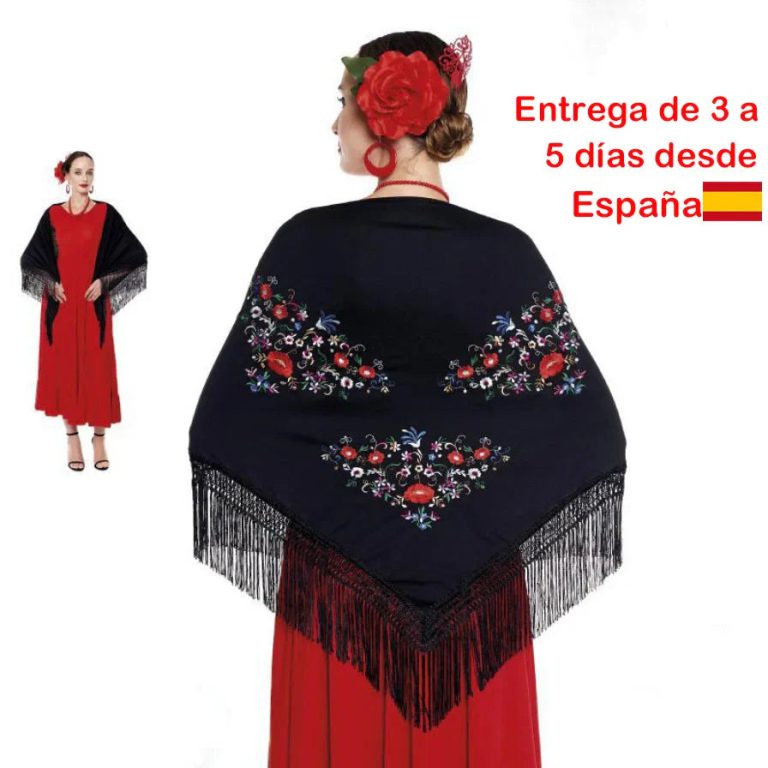 Élégance en Mouvement : L’Art du Châle Manila Broderie Florale dans l’Univers du Flamenco