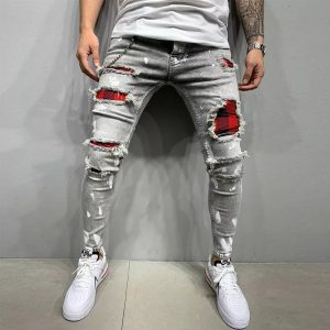 Redécouvrez le Streetwear Moderne avec ces Jeans Déchirés Extensibles pour Hommes