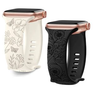 Élégance au Poignet : Le Bracelet Floral Gravé pour Apple Watch Alliant Style et Résilience