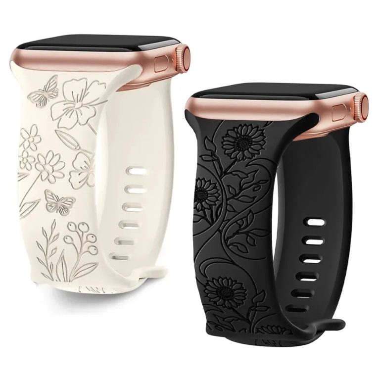 Élégance au Poignet : Le Bracelet Floral Gravé pour Apple Watch Alliant Style et Résilience
