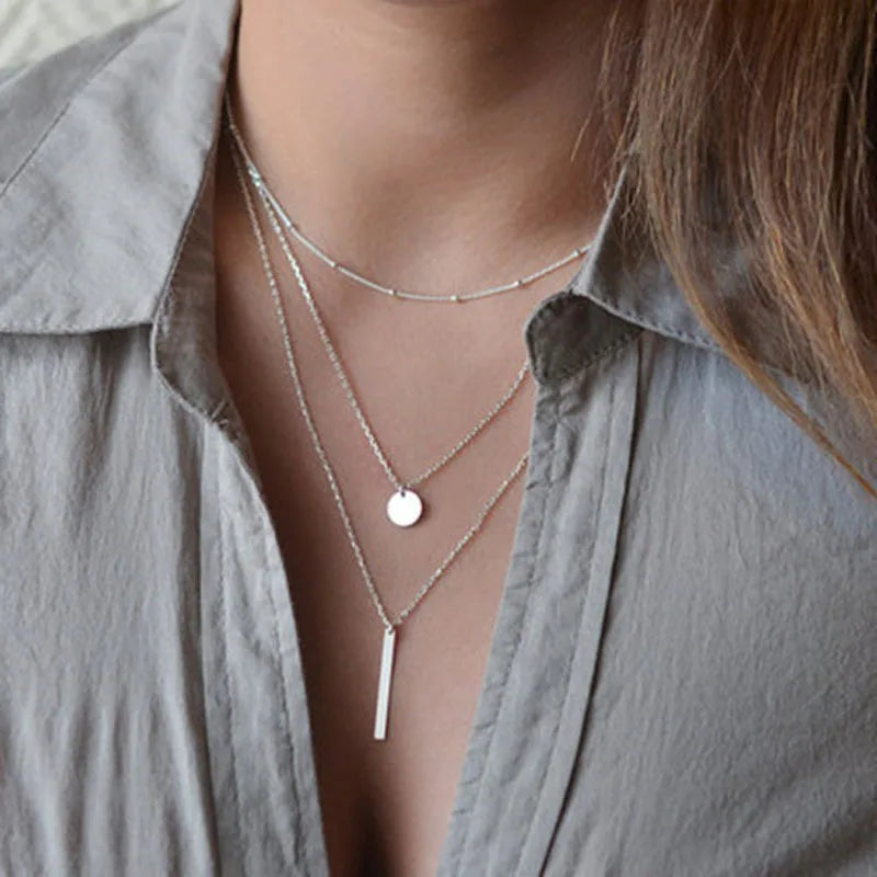 Élevez Votre Élégance avec ce Collier en Argent Sterling 925 à Trois Couches