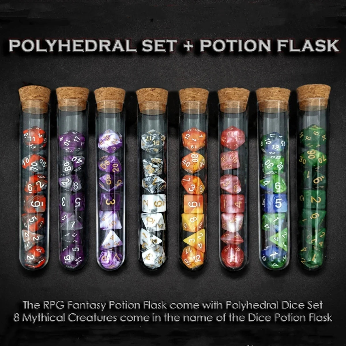 Plongez dans l'univers épique du RPG avec cet ensemble de dés aux allures mythiques