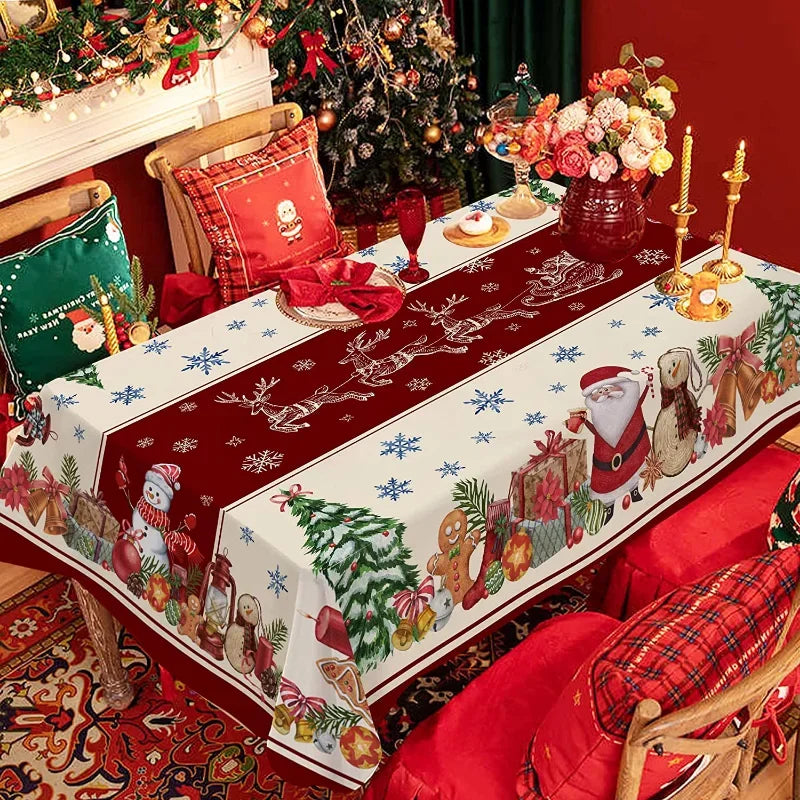 Transformez Votre Table de Fête avec la Nappe Rectangle de Noël au Bonhomme de Neige en Polyester