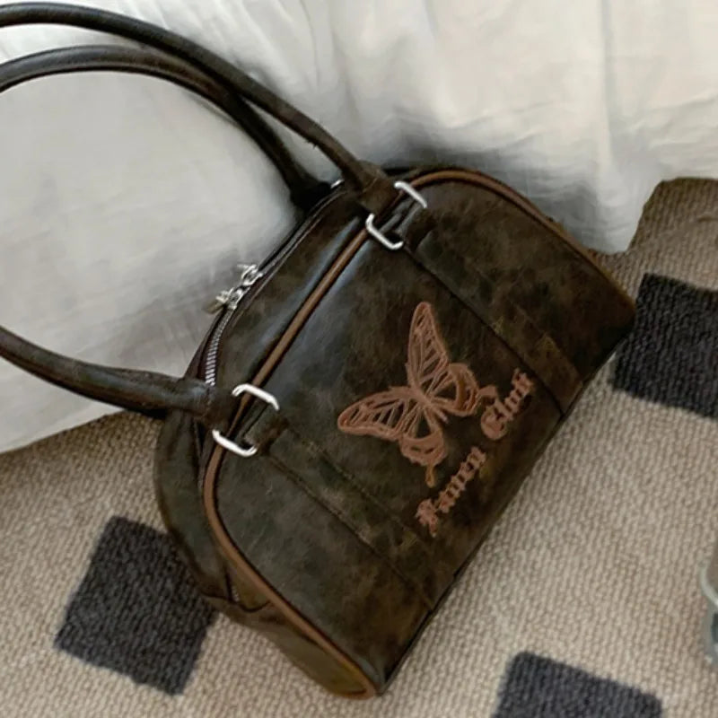 Raffinement rétro et modernité incontestée : découvrez le sac à main vintage Y2K broderie papillon