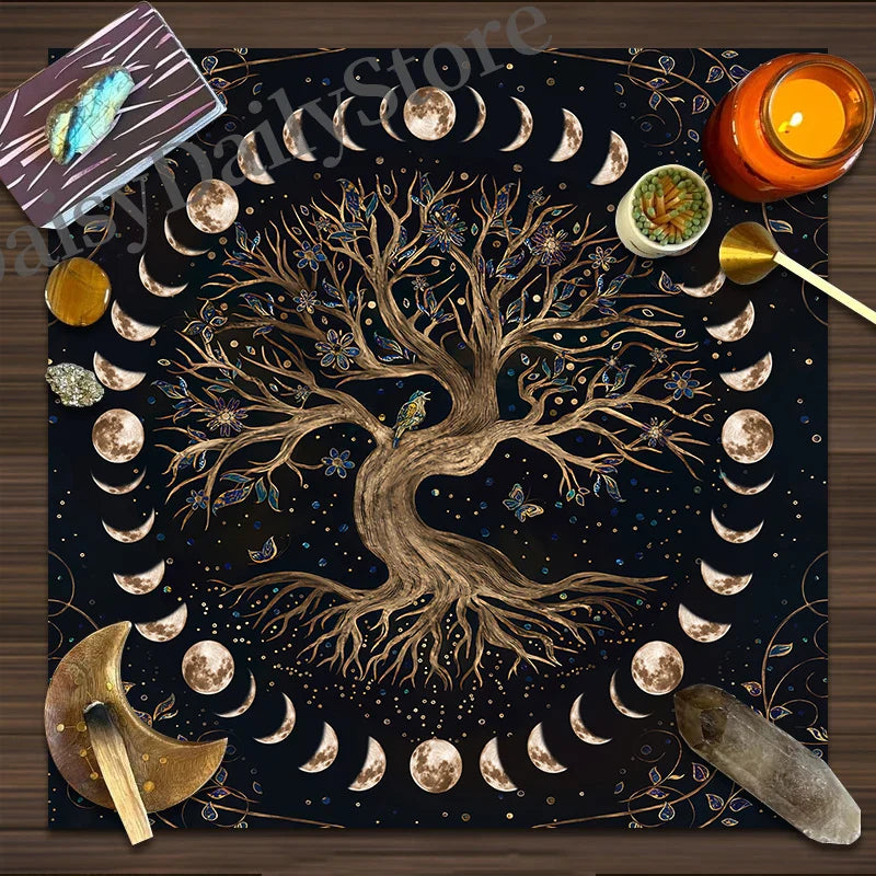 Éveillez Votre Esprit avec une Décoration Mystique: La Nappe de Tarot Arbre de Vie