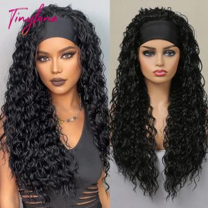 Élégance Instantanée : Révélez Votre Style Naturel avec la Perruque Headband Bouclée en Cheveux Synthétiques
