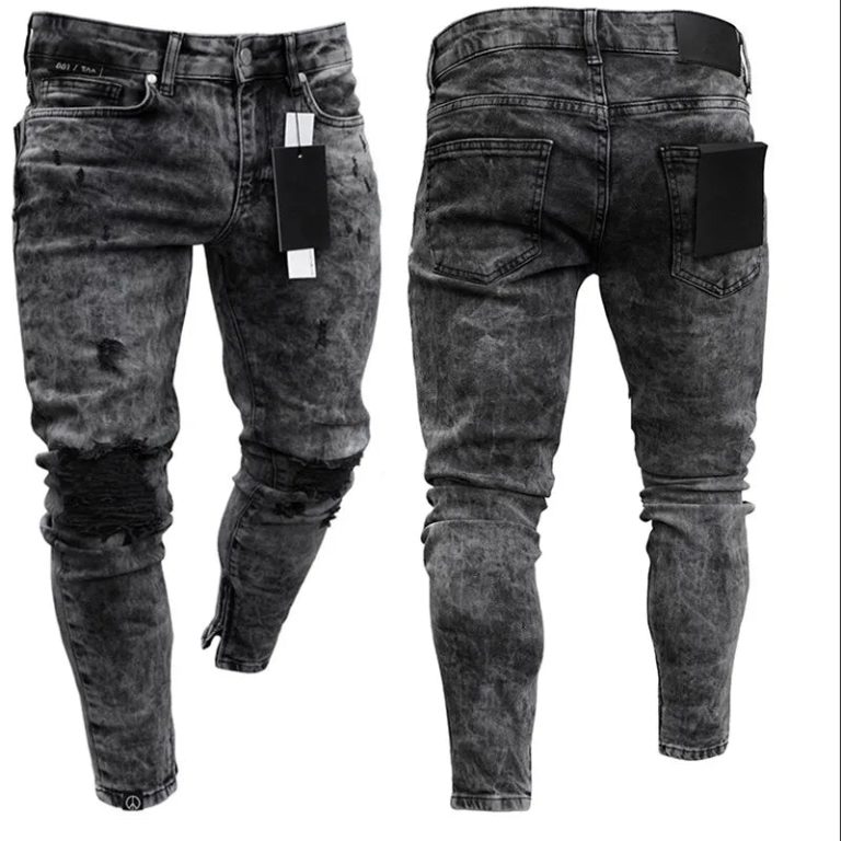 Adoptez le Style Rebelle avec Confort : Découvrez le Jeans de Motard Hommes Délavés Extensibles Slim Fit