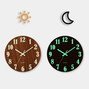 Pour une Touche de Modernité: Horloge Murale Lumineuse Bois 12 pouces Nordique