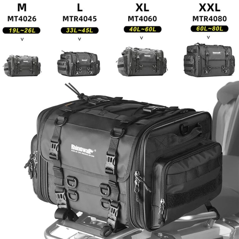 Embarquez pour l’Aventure avec le Sac de Queue Moto Rhinowalk Étanche Extensible