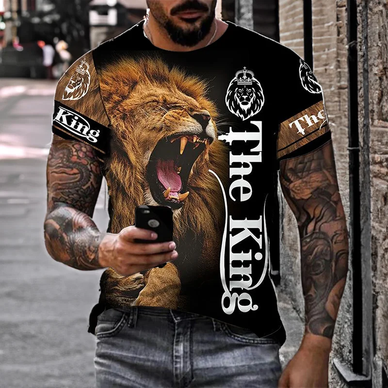 Exprimez Votre Style avec Audace : Le T-shirt à l’Empreinte 3D Lion Personnalisable