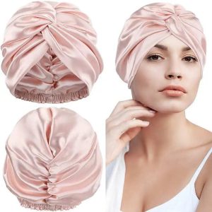 Un luxe nocturne : Sublimez vos cheveux avec le turban en soie 19 Momme