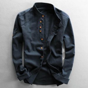 Style et Confort Réinventés avec la Chemise Homme Style Japonais en Lin et Coton