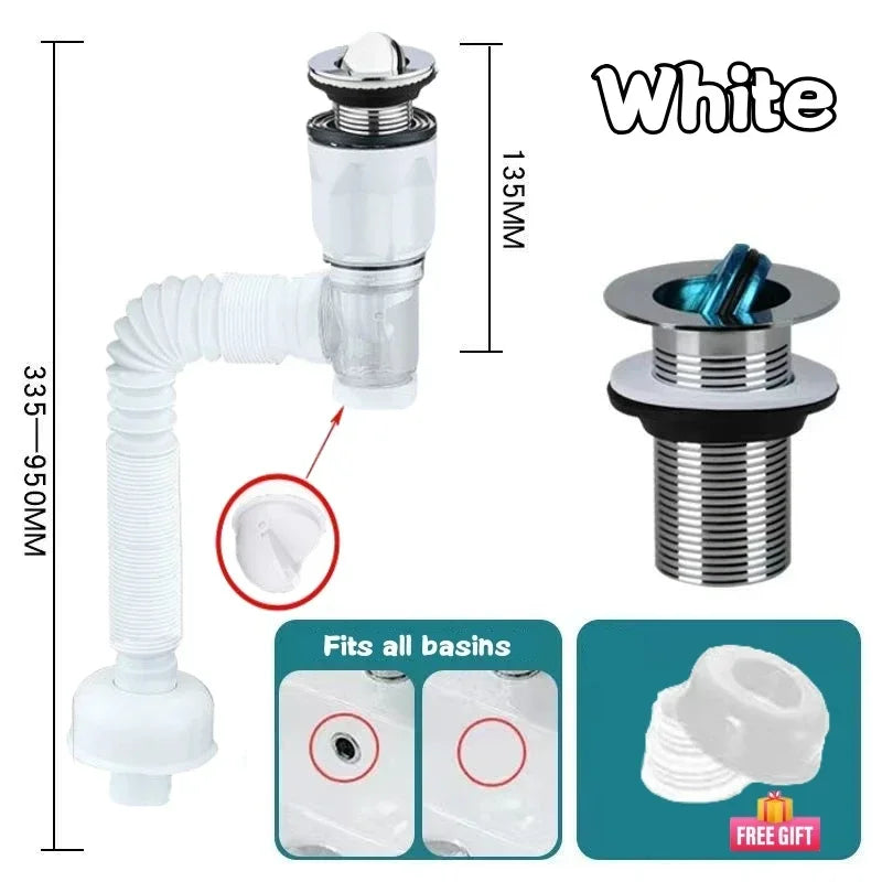 Boostez l’Efficacité de Votre Évier avec ce Tuyau de Drainage Flexible Universel pour Siphon de Lavabo
