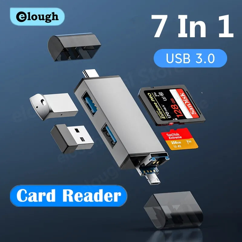 Redécouvrez la Connectivité Polyvalente avec le Lecteur de Cartes 6/7 en 1 Elough USB 3.0