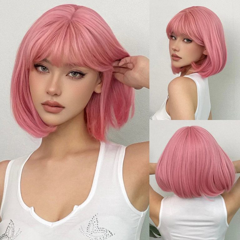 Réinventez Votre Look : La Perruque Synthétique Rose Bob pour une Touche d'Audace et de Fantaisie