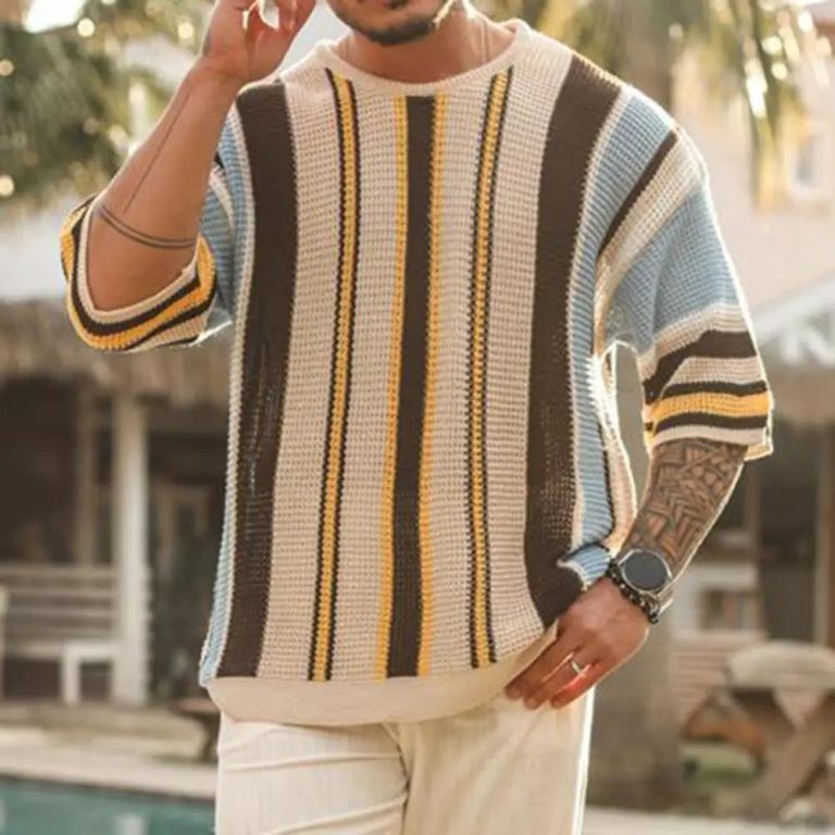 Affirmez Votre Style Estival avec un Pull Décontracté Rayé et une Coupe Ample