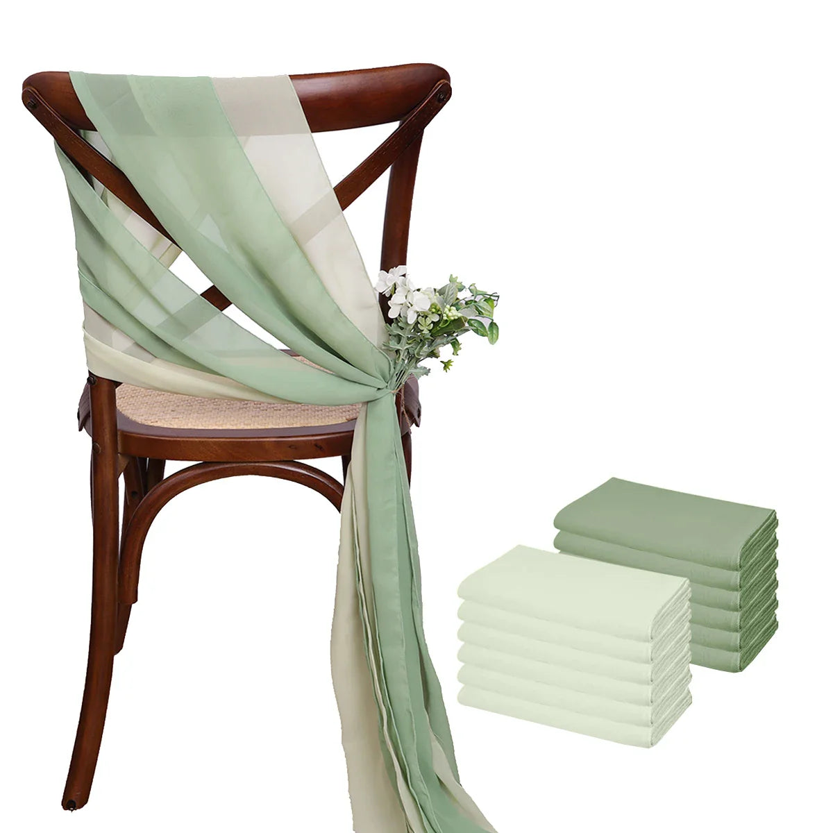 Transformez vos événements avec une touche élégante grâce aux nœuds de chaise en tissu vert