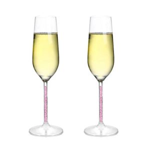 Un Toast d’Élégance : Sublimez Vos Moments Précieux avec le Duo de Verres à Vin Décorés de Diamants
