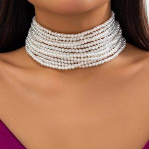 Redéfinissez Votre Élégance avec le Collier Multicouches en Perles Imitations