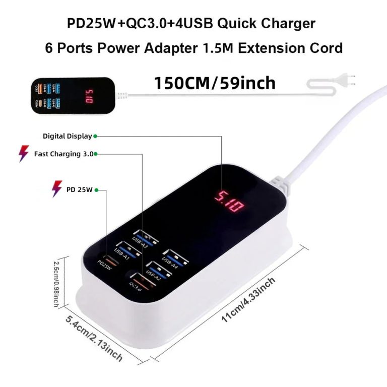 Boostez Votre Quotidien avec le Chargeur USB Multiple 50W PD25W Type C QC3.0