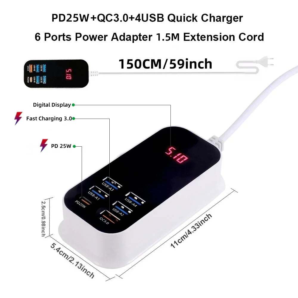 Boostez Votre Quotidien avec le Chargeur USB Multiple 50W PD25W Type C QC3.0