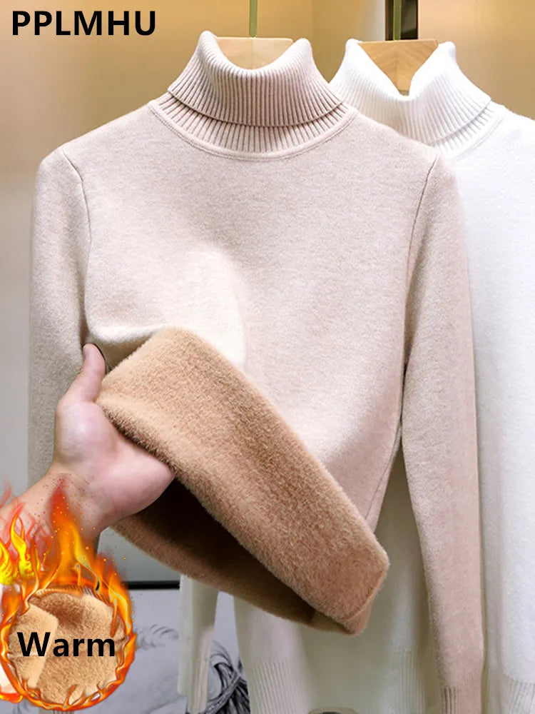Chic et Confort pour l'Hiver : Le Pull à Col Roulé Doublé de Velours qui Sublime Votre Style