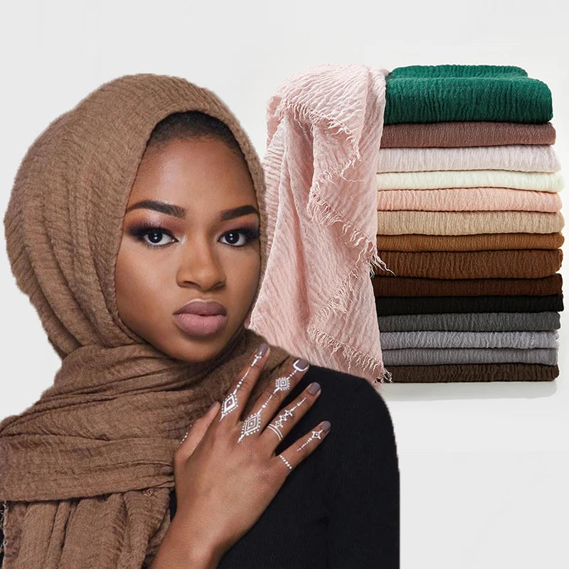 Sublime Élégance et Confort au Quotidien : La Nouvelle Écharpe Hijab Froissée en Coton
