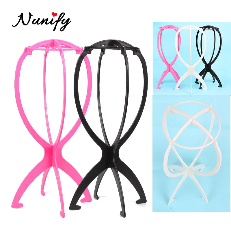 Une solution élégante et pratique pour sublimer vos perruques : le Nunify Support en Plastique Portable Noir Rose