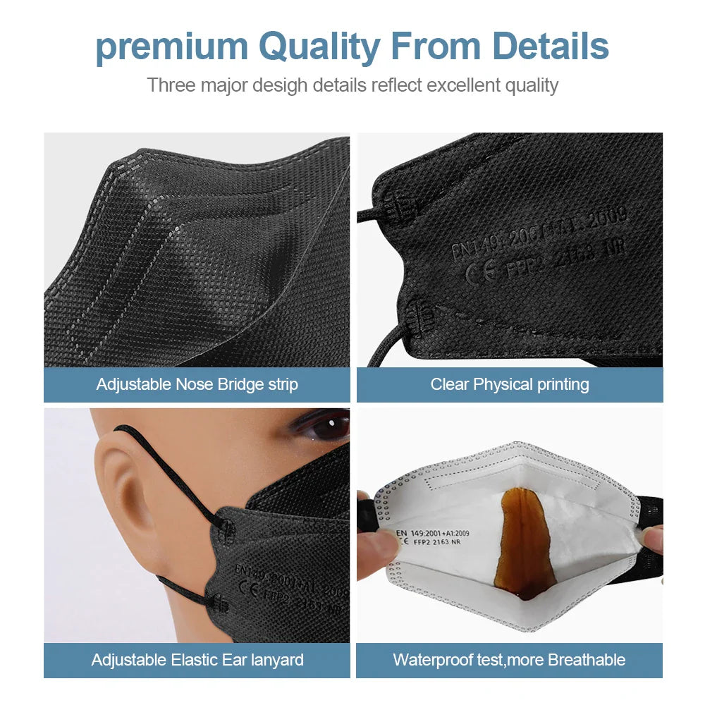 Protégez Votre Quotidien avec Style grâce au Masque FFP2 Poisson KN95 4 Couches Noir