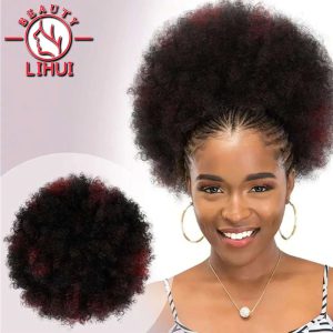 Adoptez une Élégance Instantanée avec le Chignon Afro Court Bouclé en Fibre Haute Température
