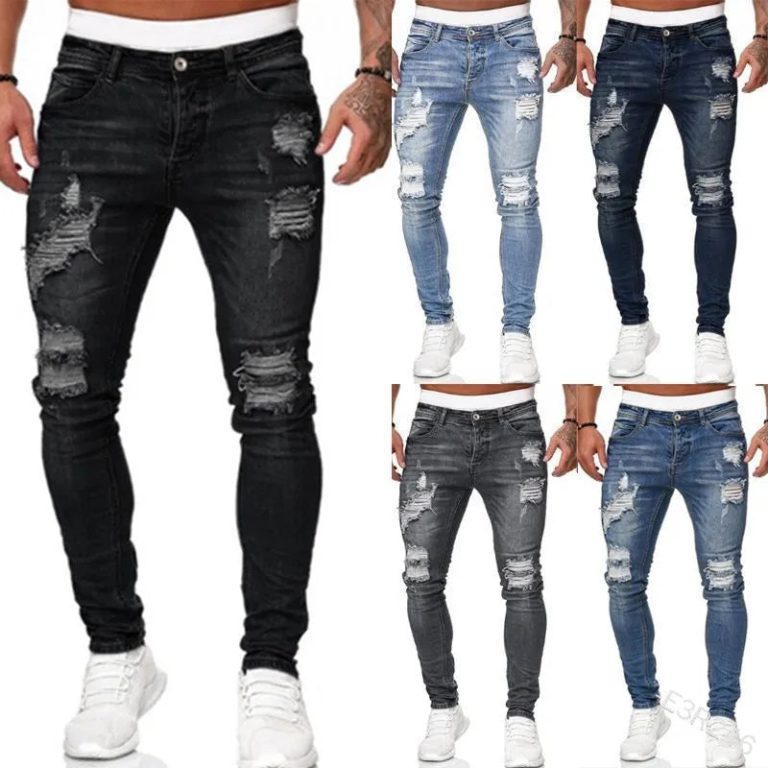 Style et Confort Urbain : Le Jeans Déchiré Skinny pour Homme qui Révolutionne le Streetwear