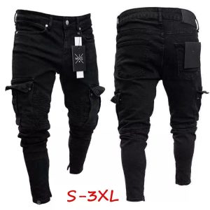 Redéfinir l’élégance urbaine avec le Pantalon Cargo Pencil Jogger Hommes Denim Noir