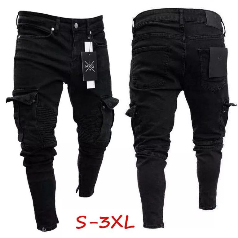 Redéfinir l’élégance urbaine avec le Pantalon Cargo Pencil Jogger Hommes Denim Noir