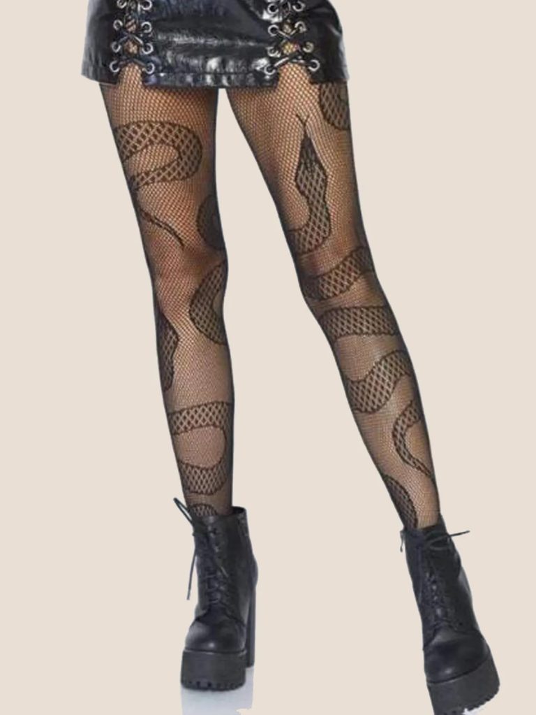 Adoptez l'Esprit Rebelle avec ces Collants Réseau Serpent pour un Halloween Inoubliable