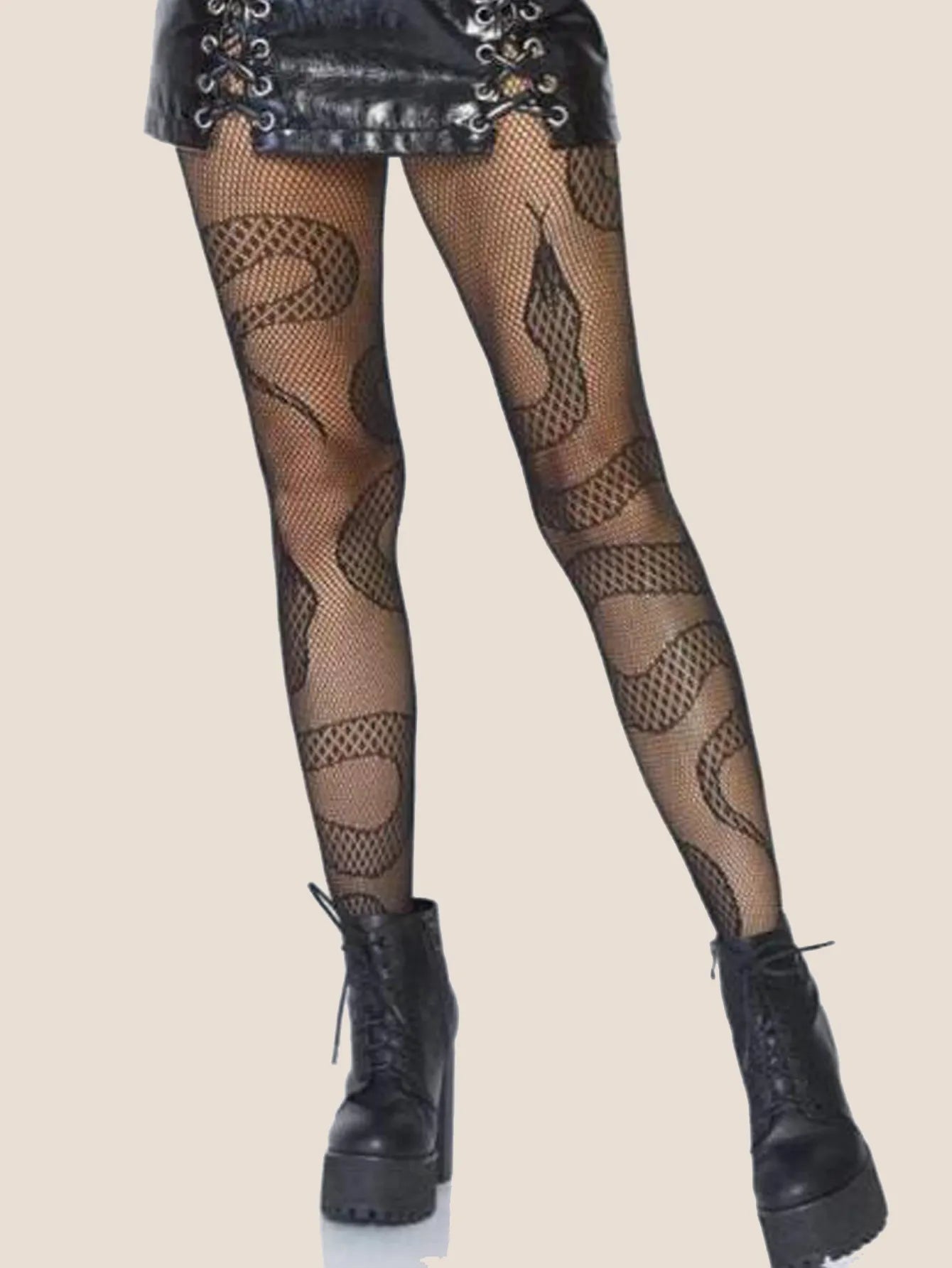 Adoptez l'Esprit Rebelle avec ces Collants Réseau Serpent pour un Halloween Inoubliable