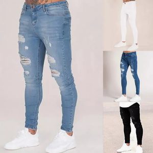 Adoptez le Style Urbain et le Confort Inégalé avec ce Pantalon Décontracté en Denim Déchiré