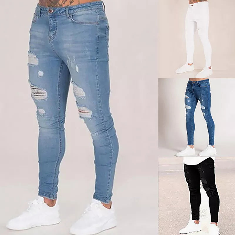 Adoptez le Style Urbain et le Confort Inégalé avec ce Pantalon Décontracté en Denim Déchiré