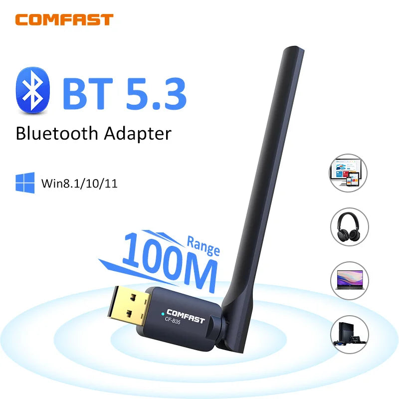 Révélez la puissance du sans-fil avec l’adaptateur Bluetooth 5.3 Comfast Dongle USB
